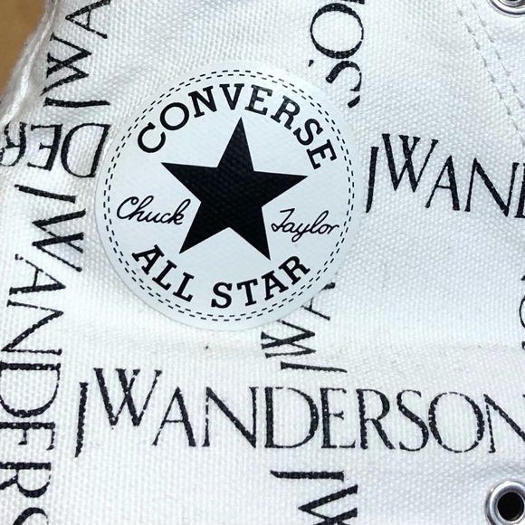 JW Anderson White Converse Edition Grid Logo Sneakers Unisex Size 12. - Picture 7 of 13